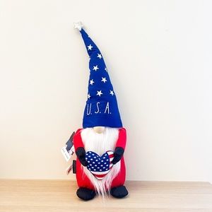 Rae Dunn 20" Weighted Gnome 4th of July USA Flag Heart Plush Star America Decor